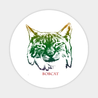 The bobcat head is Violet, Green, Orange Magnet